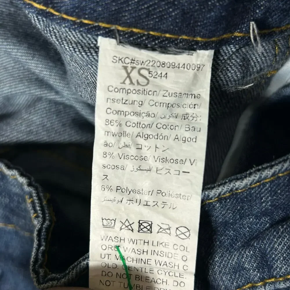 Womens Jeans XS 26 x 31 Blue Medium Wash Wide‎ Leg High Rise Denim Y2K 90s Boho